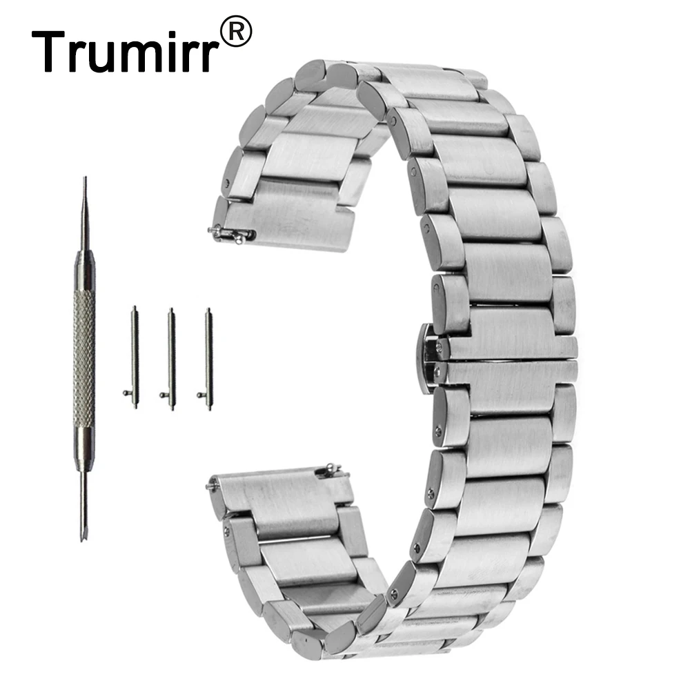 22 мм браслет из нержавеющей стали для часов Moto 360 2 Gen 46 Samsung Gear R381 R382 R380 LG G Watch W100 W10
