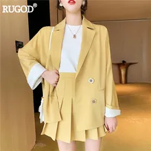 RUGOD, одноцветные Плиссированные Мини женские юбки, элегантные студенческие стильные трапециевидные повседневные летние юбки с высокой талией, modis jupe femme