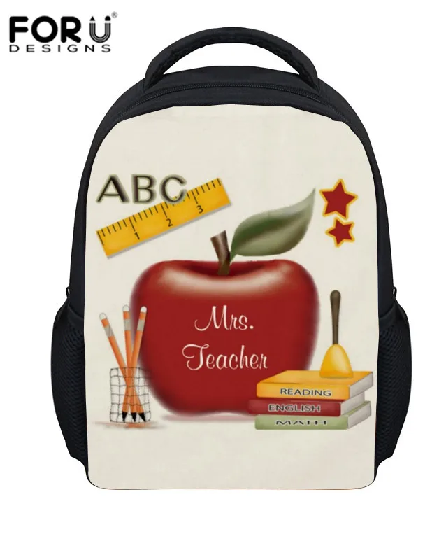 

FORUDESIGNS Chic ABC Teacher School Backpack For Toddler Boys Girls Casual School Bags Red Apple Print Daypack Kids Rucksack New