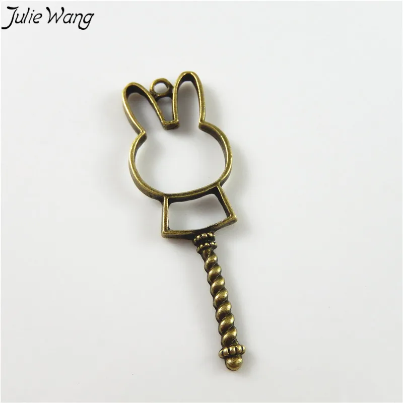 Julie Wang 15 шт полые милый кролик кулон бронзовый тон Шарм Для DIY Винтажные Ювелирные
