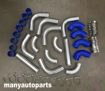 

NEW 2.5" 64mm Aluminum Universal Intercooler Turbo Piping pipe Kit + BLUE hose