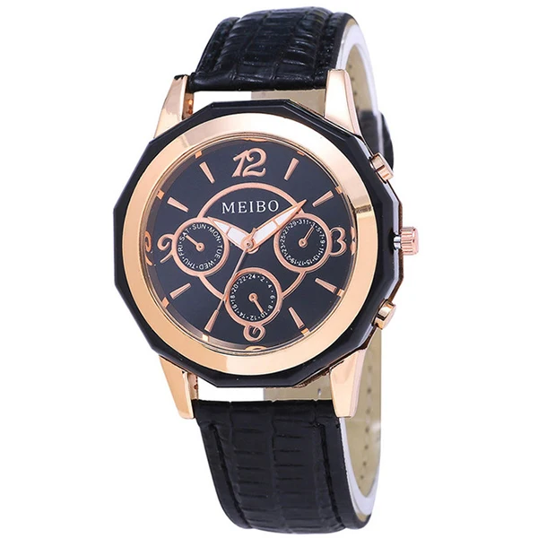 

MEIBO women Fashion leather Analog quartz-watch hour clock female watchWrist watches Gift