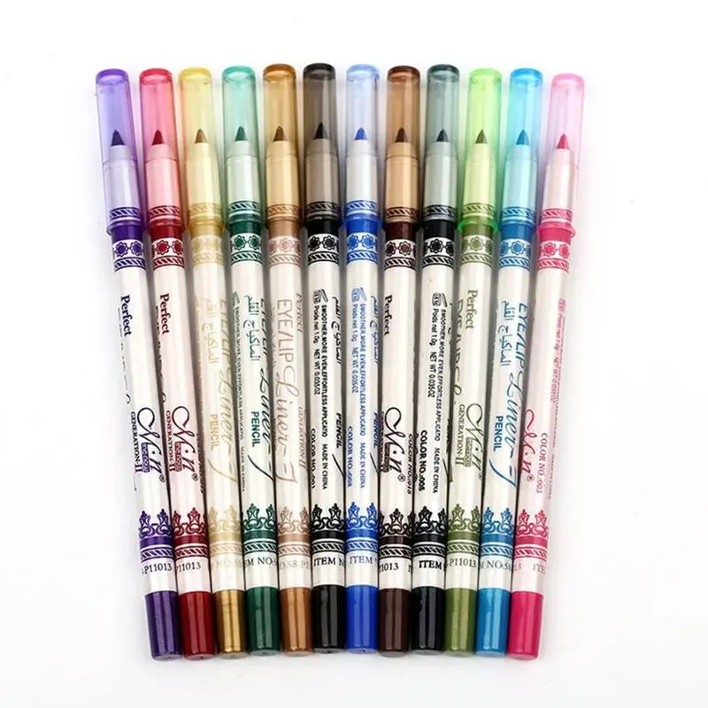 12 шт. карандаш для глаз, стойкий Водостойкий карандаш для глаз, карандаш для губ, женские цветные карандаши для бровей, карандаши для губ, Maquiagem
