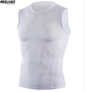 

ARSUXEO Mens Summer Breathable Cycling Vest Running Walking Bicycle Cycling Undershirt Quick Dry Mesh Sleeveless Sports Vest