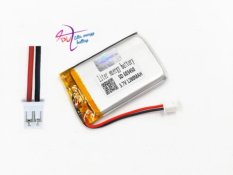 

JST PH 2.0mm 2pin 10pcs 3.7V 1200mAh Lithium Polymer LiPo Rechargeable Battery For GPS DVD mobile video game PAD E-books 603450