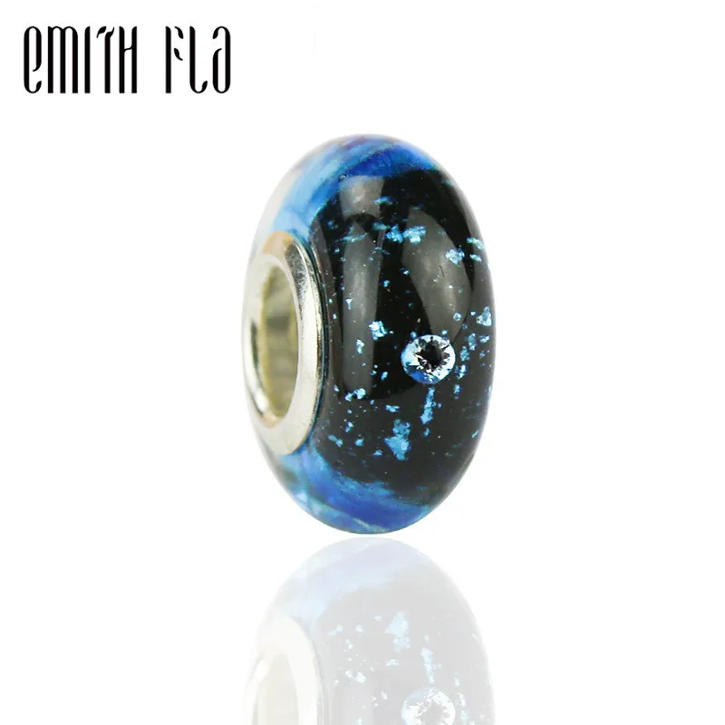 

Authentic 925 Sterling Silver Starry Sky Murano Glass Beads Charms DIY Fit For European Original Bracelets & Necklace DIY