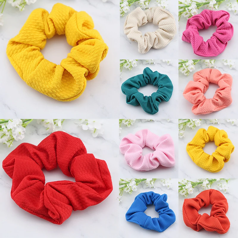 

New Hair Rope Dot Stripe Grid Fabric Scrunchies Hair Accessories For Women Elastic Hair Bands Polyester Ponytail Headwear
