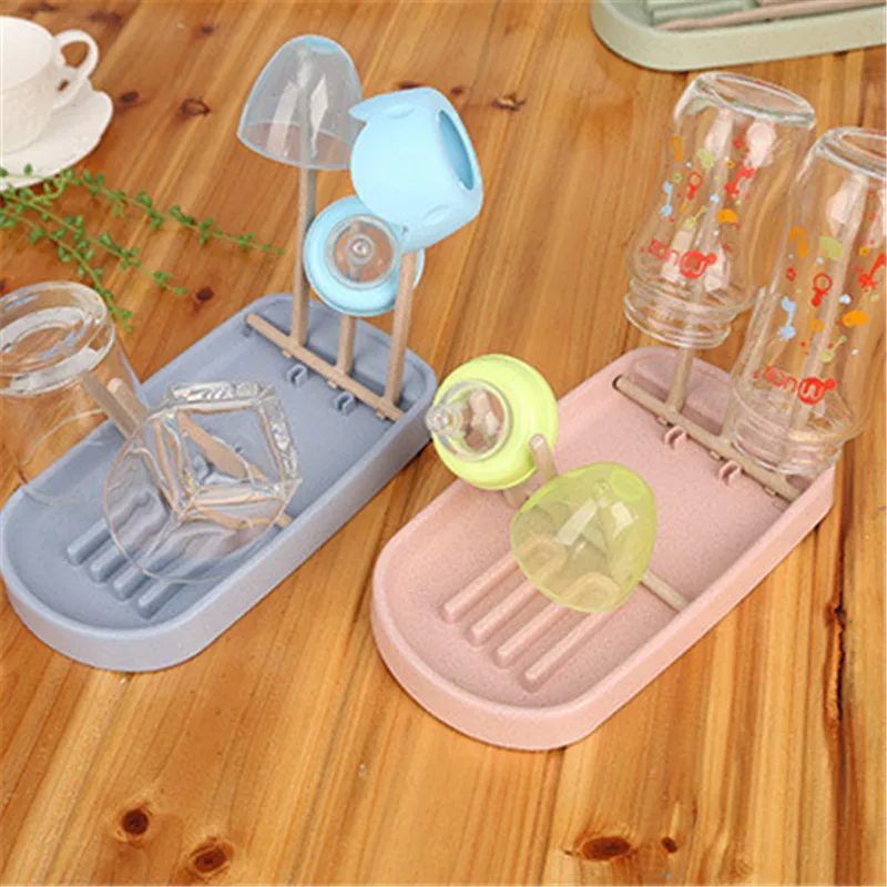 Kitchen Racks Baby Bottle Lid Holder Kitchen Supplies Storage Rack Teat Drain Holder Storage Organizers @Q