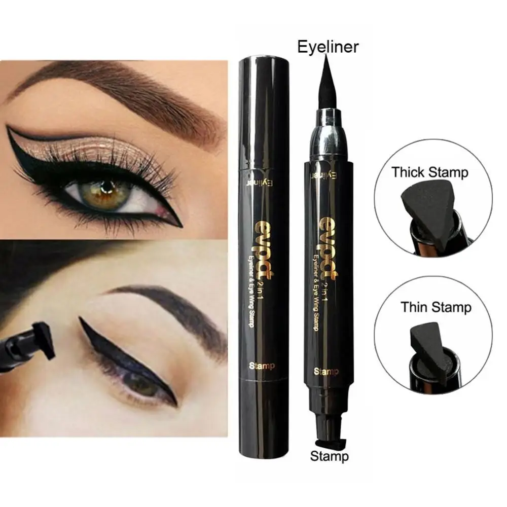 NEW Waterproof Double Head Black wing shape Eyeliner Seal Eyeliner