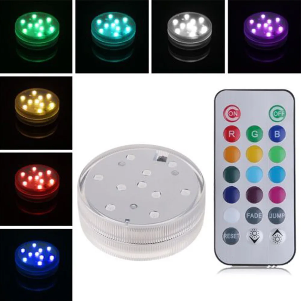

4 Sets 10 LED Multi Color Night Light Submersible Waterproof Wedding Party Vase Base Light With Remote Vase Decoration