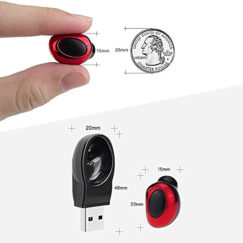 Vtin Mini Wireless Bluetooth Earphones In Ear Earpiece Invisible Headset Handsfree Magnet USB Charger Earbuds Cordless Earphones (20)
