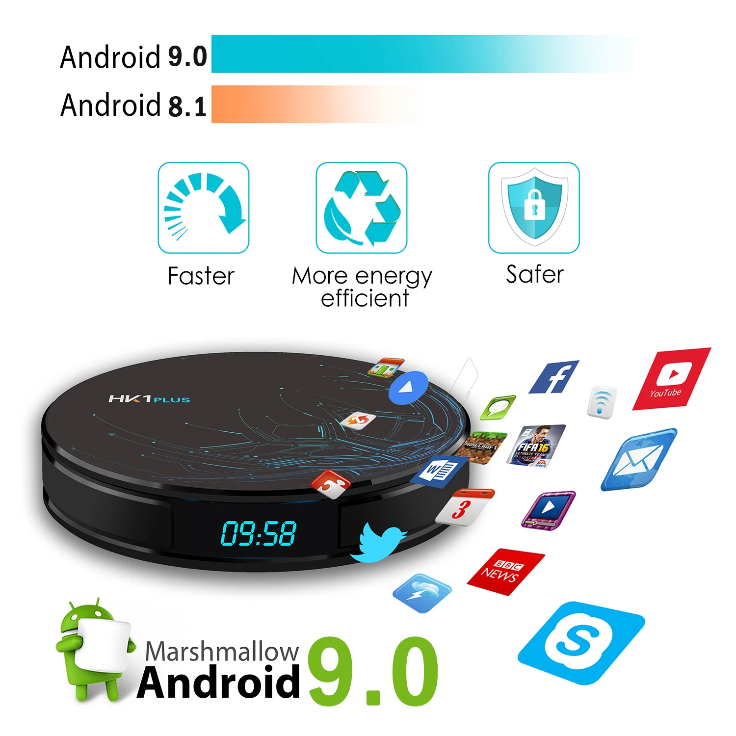 HK1 плюс Смарт ТВ коробка 4 Гб 64 ГБ Android 9,0 Amlogic S905X2 четырехъядерный двойной Wifi Bluetooth 4,0 USB3.0 4K Youtube Google плеер