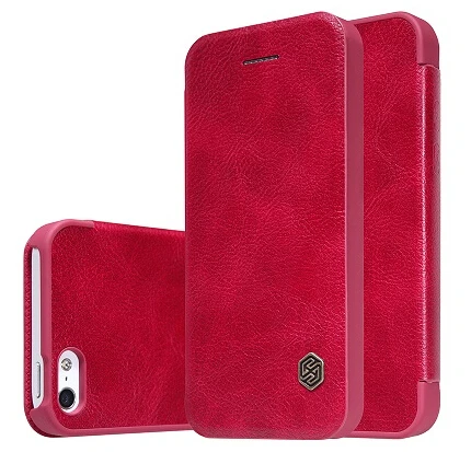 Nillkin для iPhone SE 5S/6s plus/7 8 plus/X XS/XR/XS Max кожаный флип-чехол с оригинальной розничной посылка Qin серии - Цвет: Красный