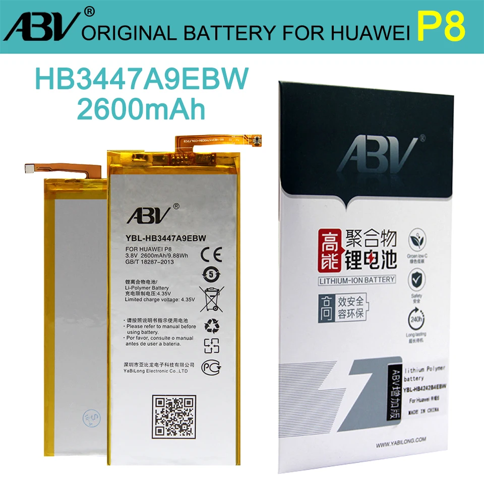 

Original ABV High Quality battery HB3447A9EBW For Huawei P8 Battery replacement li-battery Ascend P8 Phone battery