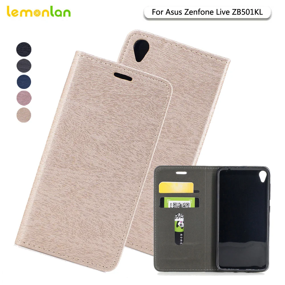 

Lemonlan Hot For Asus ZB501KL Phone Case Fashion Wood Grain Flip Magnetic Leather Stand Cover for Asus Zenfone Live ZB501KL Bag