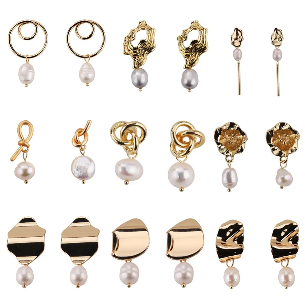 Best lady Fashion Pearl Drop Earrings For Women Boho Hanging Dangle Earrings Geometric Pendant Jewelry Wedding Party Girl Gifts
