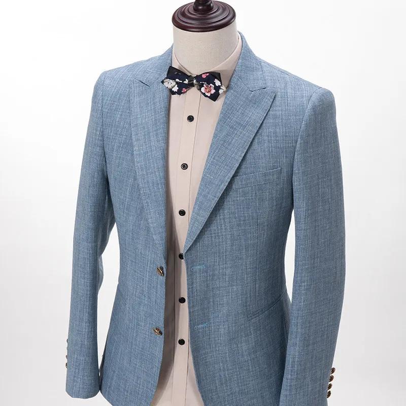 RUELK Groom Suit Wedding Suits For Men 2019 Mens Suit Wedding Groom Tuxedo Tailored 3 Piece Suit Sky Blue Wedding Tuxedo For Men