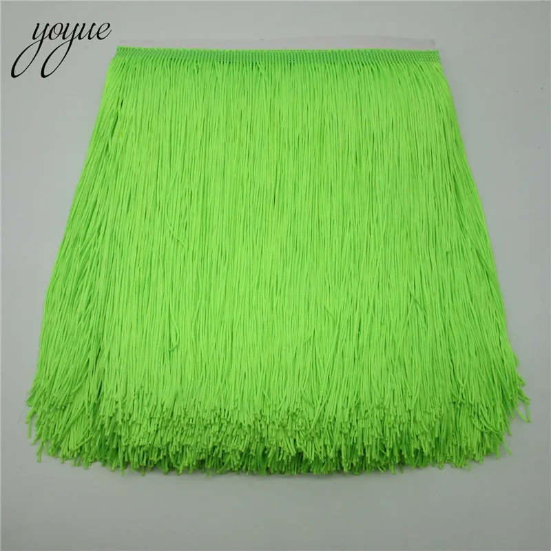 YOYUE 1 ярдов/партия 25 см широкая кружевная бахрома отделка кисточка бахрома отделка для DIY латинское платье сценическая одежда аксессуары кружевная лента - Цвет: Fluorescent green