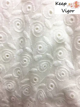 

NEW! factory directing sale (1yard) 100% cotton white good quality full embroidery fabric for lady dress wedding party lace