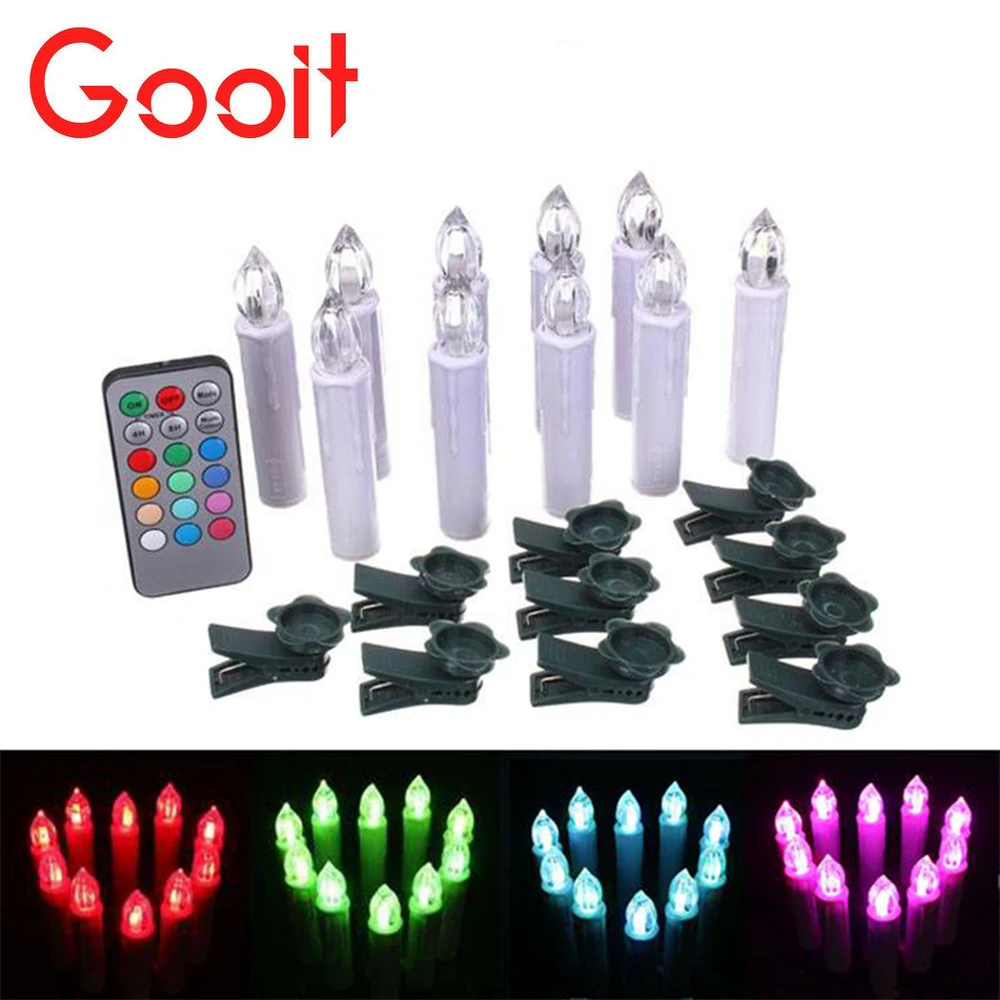 

10pcs Remote Control Colorful LED Flameless Candle Light Xmas Decor