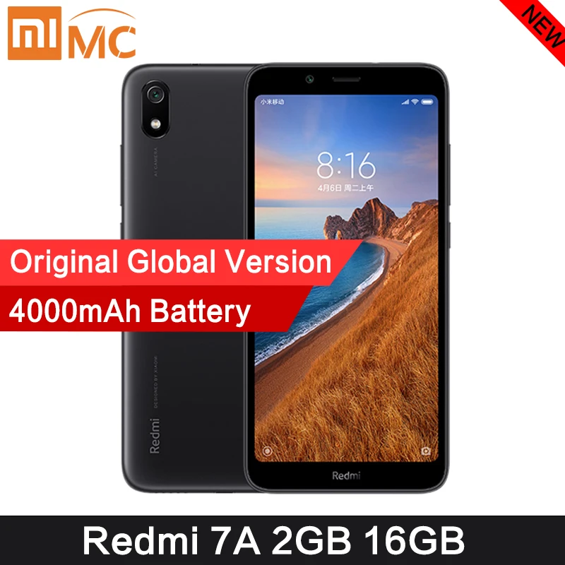 Pаспродажа Оригинальный Смартфон Xiaomi Redmi 7A, 2 ГБ, 16 ГБ, 5,45 дюймов, восьмиядерный смартфон Snapdargon 439, 4000 мА ч, большая батарея, глобальная версия, мобильный т...