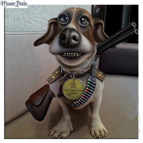 

MOONCRESIN 3D Diamond Mosaic Back Gun Dog Pattern Sticker Full Square Diamond Embroidery Diy Diamond Painting Decoration Animal