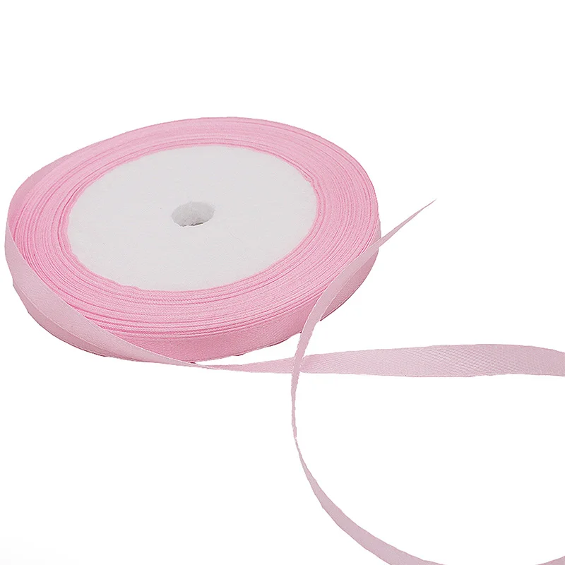 25 ярд мм 6 мм шелковый атлас ленты Свадебная вечеринка украшения пригласительная карта подарок Новогодняя одежда Вышивание ткань подарки DIY Лук Craft - Цвет: light pink