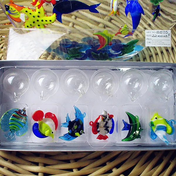 Плавающая стеклянная рыбка-аквариумная мини-рыбка фигурка-Ручная выдувная стеклянная Рыбная лампа рабочая стеклянная миниатюрная Рыбная выдувная стеклянная - Цвет: Синий