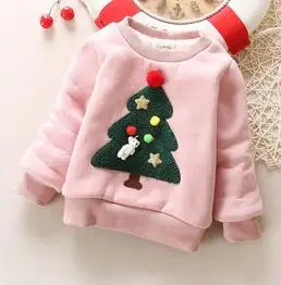 BibiCola/ г. Осенне-зимние детские свитера толстые теплые рождественские свитера с новогодней елкой для маленьких девочек, детские бархатные свитера для мальчиков - Цвет: picture color