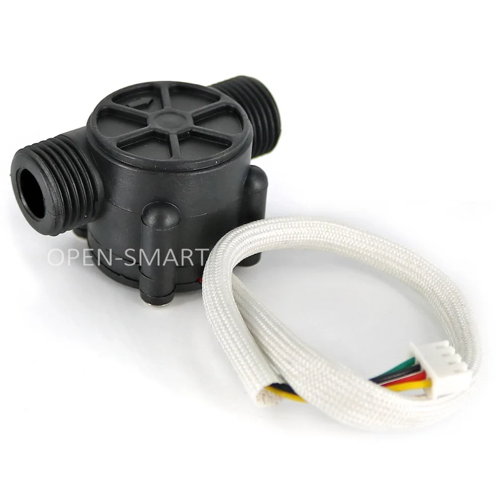 G1/2 Water Flow Sensor Hall Flowmeter Temperature Sensor Turbine Flowmeter Measure Temperature / Water Flow XH-4P for Arduino sensor module