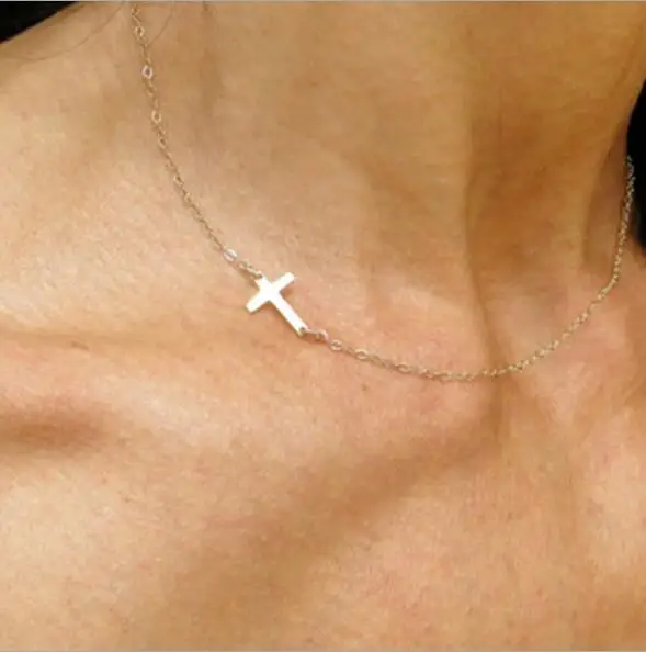 

Tenande Punk Clavicle Chain Small Cross Necklaces Pendants for Women Simple Style Gold Color Party Jewelry Gifts Femme Bojoux