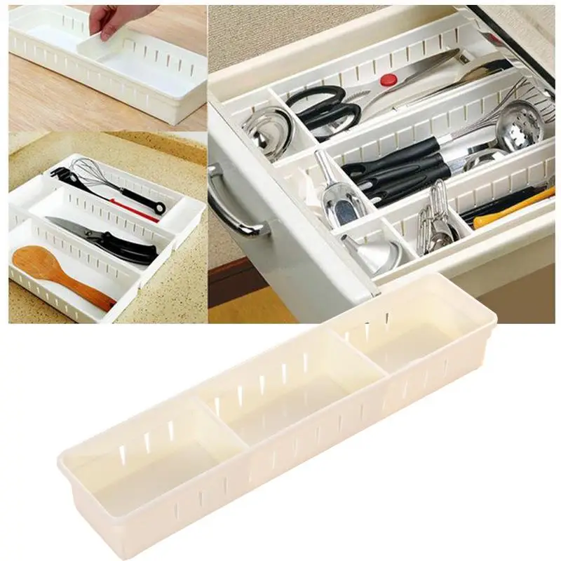 

35*8*5 cm Adjustable Drawer Organizer Home Makeup Tableware Storage Box Creative Design Utensils Storage Holders
