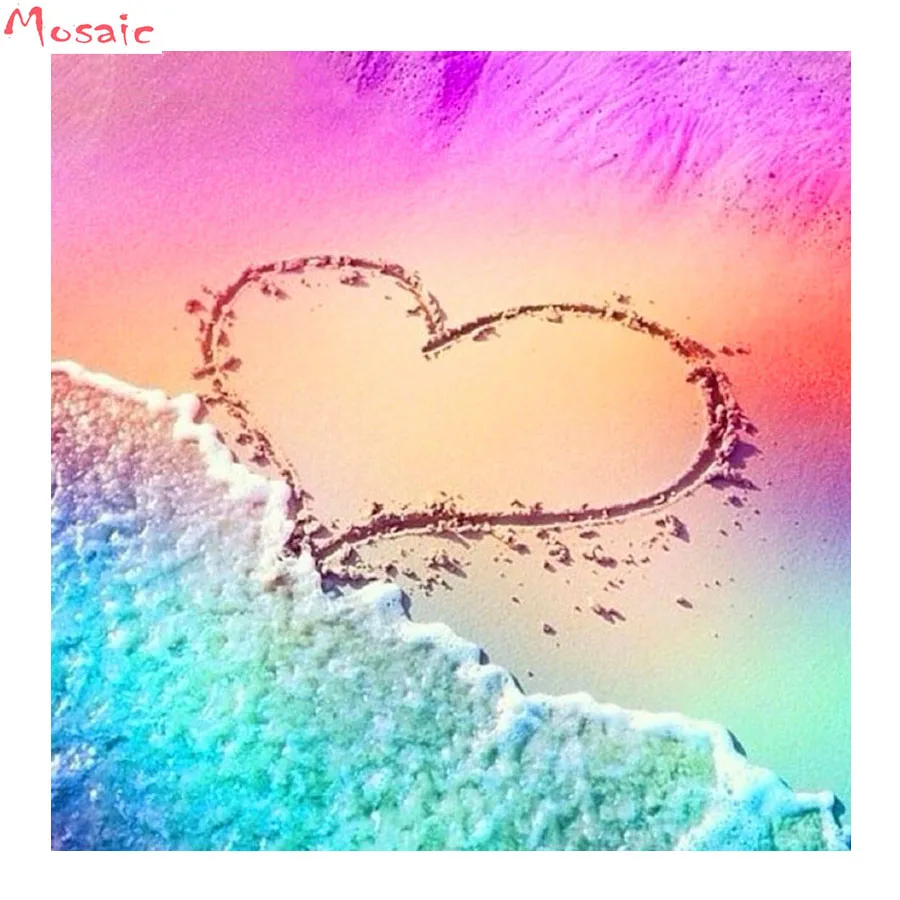 

30x30 Full Square Diamond 5D DIY Diamond Painting Photo Custom "Love the Beach"diamond Embroidery Cross Stitch Mosaic Home Decor