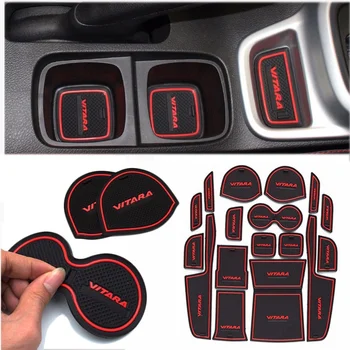

Car-Styling Anti Non Slip With Words In Car stickers Interior Door Groove Mat Cup Pad For Suzuki Vitara 2015 2016 17pcs