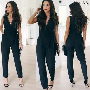 

2019 New Fashion Women Sleeveless Clubwear Summer Casual V-Neck Playsuit Bodycon Party Jumpsuit Romper Trousers