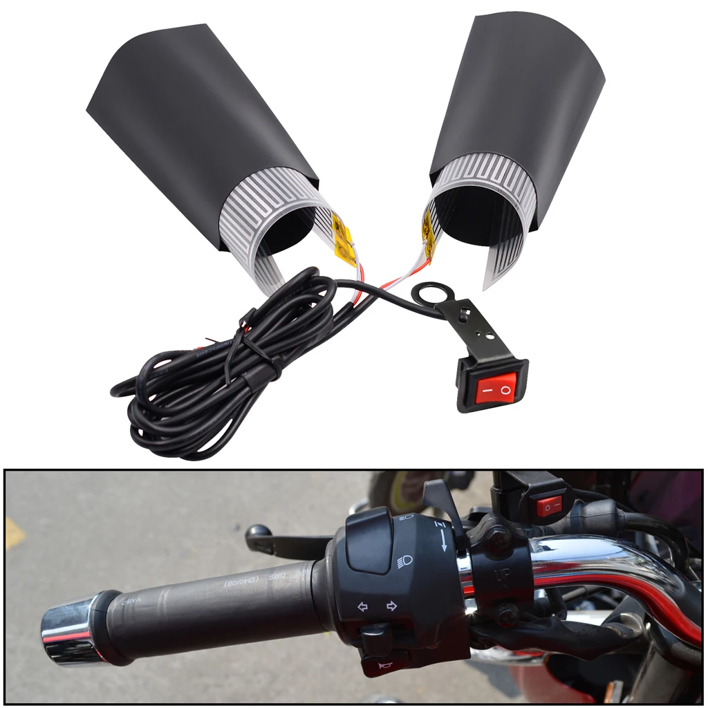 Motorcycle Heated Grip Pads Handlebars ATV Scooter Grips Heater Flexible Adhesive Quick Warm Up Time