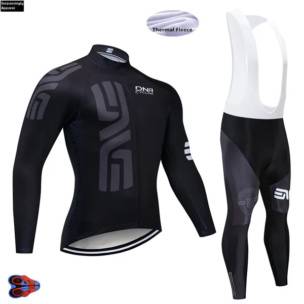 Зимний комплект теплой флисовой велосипедной одежды черный Майо Ropa Ciclismo Invierno MTB велосипед спортивная одежда Джерси 12D гель - Цвет: Picture Color