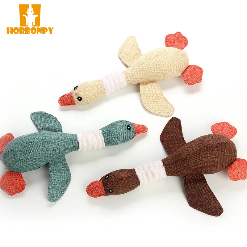

HORBONPY Lovely Dog Chew Toys Pet Squeaker Sound Toy for Animals Puppy Training Interactive Pet linen goose Toys Fit for All Pet