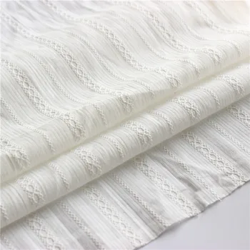 

White Cloth Cotton Jacquard Fabric Pastoral Small Fresh Shirt Skirt Fabric Wear