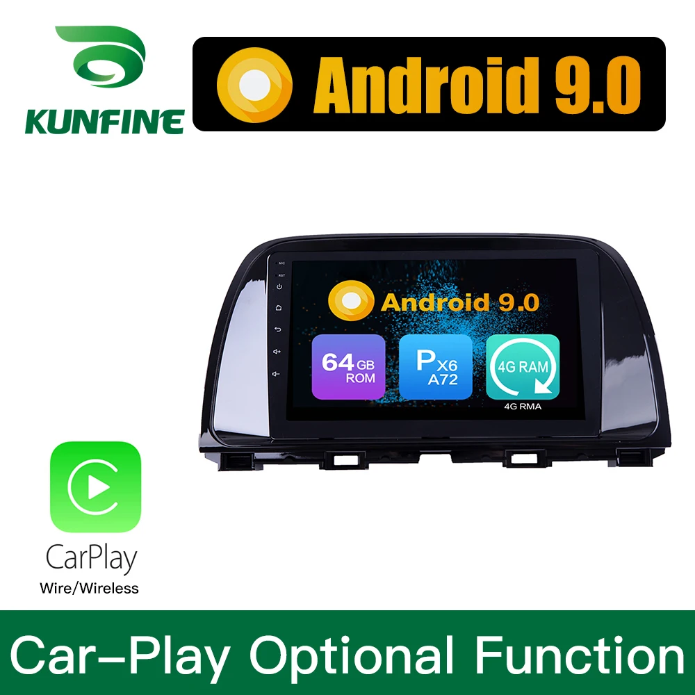 Android 9 0 Ram 4G Rom 64G PX6 Cortex A72 автомобильный DVD GPS мультимедийный плеер стерео для Mazda 6