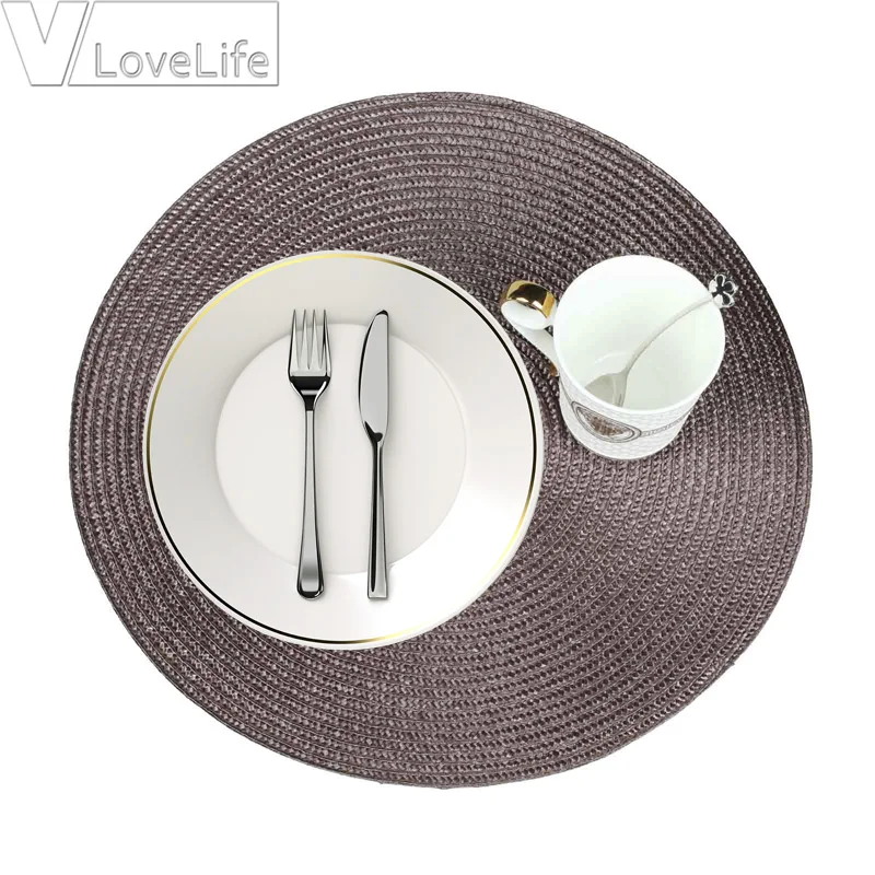 Table Round Placemat Weave PP Dining Napkin Mats Bowl Pad Hotel Cutlery Table Decoration Tray Mat Braided Style Placemat