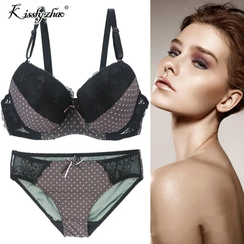 Lady Sexy Women Bra Set Plus size Floral Dot Lace Bralette Briefs Set Elegant Thin cup Bra Underwear Women Lingerie Set Lady Sexy Women Bra Set Plus size Floral Dot Lace Bralette Briefs Set Elegant Thin cup Bra Underwear Women Lingerie Set