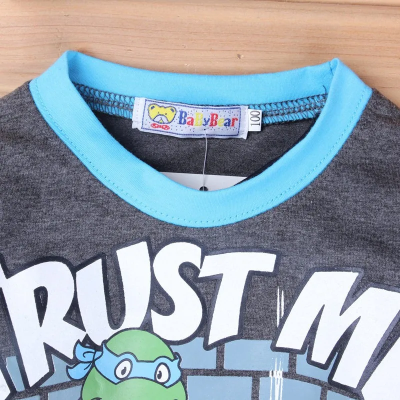 Новая футболка для мальчика брендовая футболка с принтом черепашки-ниндзя из мультфильма дизайнерские детские топы для маленьких мальчиков одежда для малышей на 2-9 лет