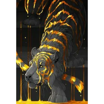 

5D DIY Diamond Paintings Full Round Flash Tiger Mosaic Embroidery Animals Pattern Handmade Velvet Canvas Art Decoration Home