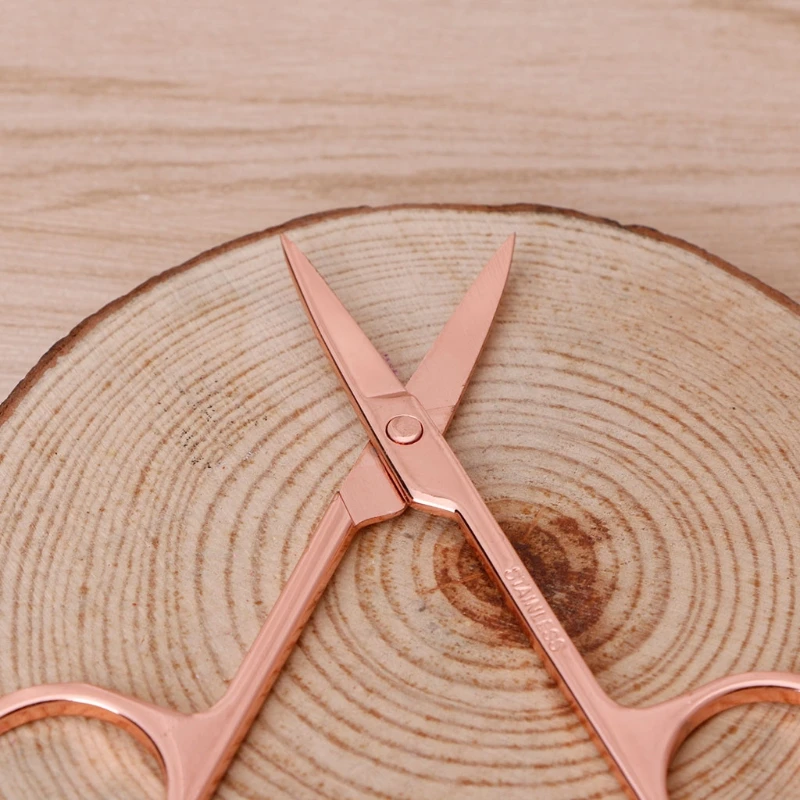 Stainless Steel Makeup Eyebrow Trimmer Scissors Cutter Hair Eyelash Remover Rose gold Trimmer Makeup Tools Women Beauty Tools 4