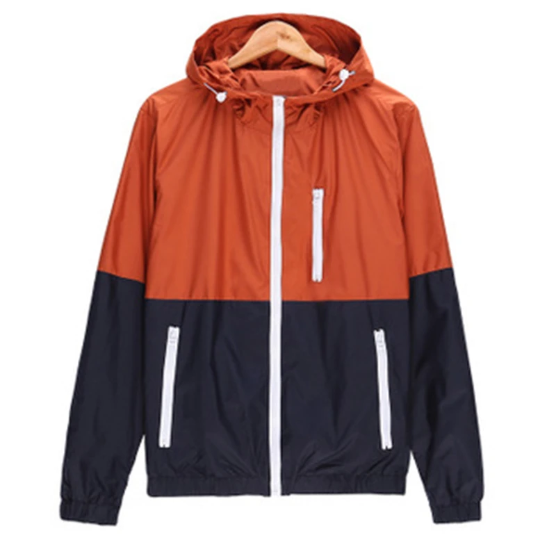 

Uplzcoo Windbreaker Men Casual Spring Autumn Lightweight Jacket 2019 Hooded Contrast Color Zipper up Jackets Outwear Cheap JA274