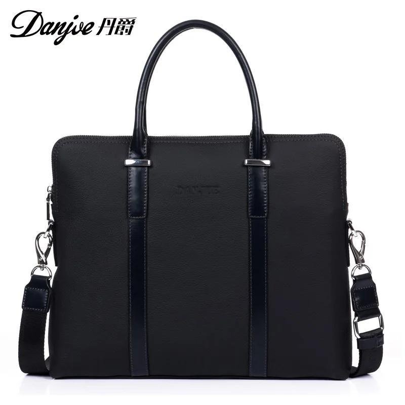 

DANJUE 2018 Genuine Leather Men Handbag Cowhide Shoulder Business Man Solid Laptop Bag Male Fashion Briefcase New arrival Bag