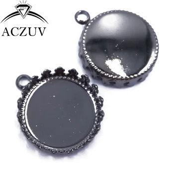 

200pcs Gunmetal Black 15mm 20mm 25mm Crown Cabochon Setting Charm Earring Blank Jewelry Bezels Pendant Tray Cameo Base RPT007