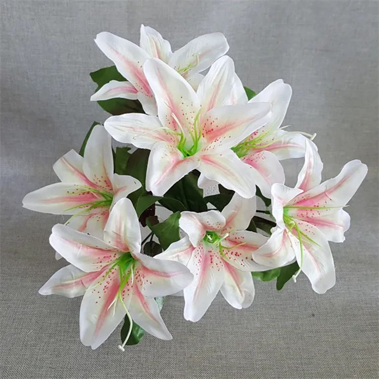 7pcs/bunch Simulation Lily flower real touch Artificial Flower Home