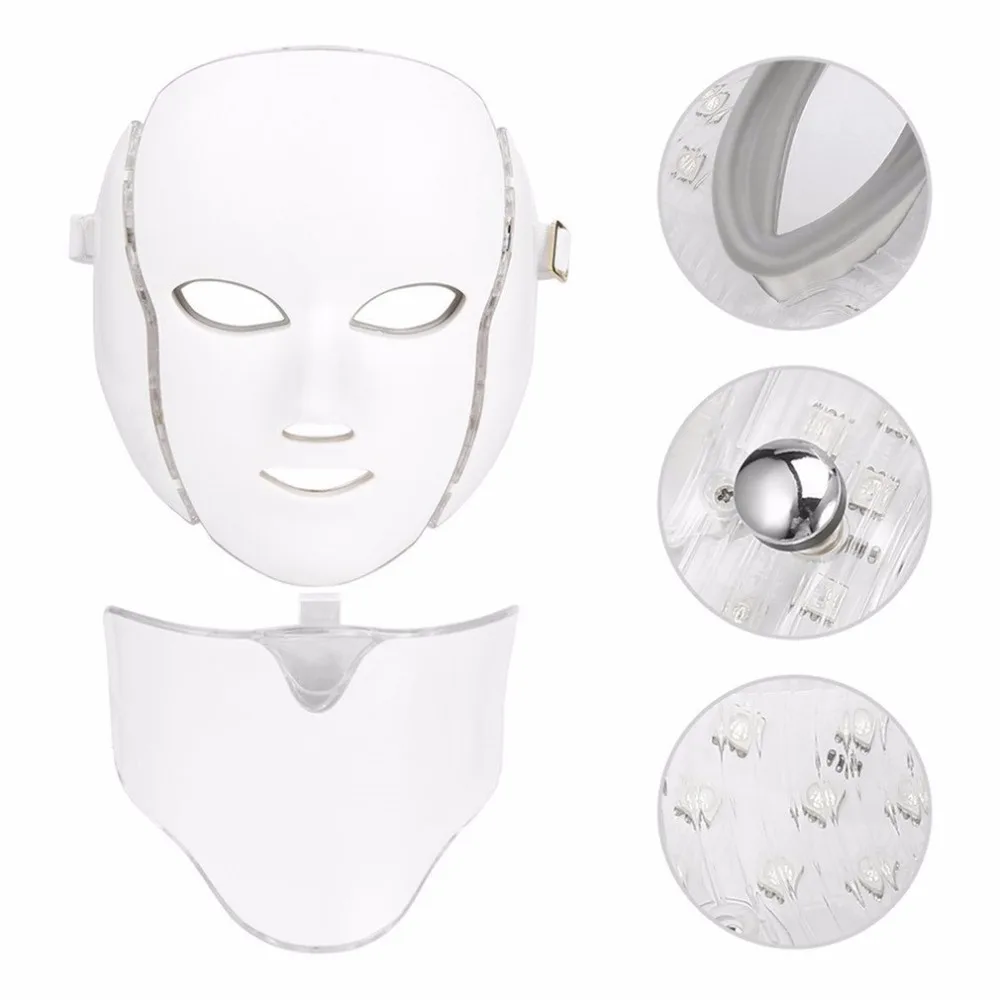 

LED 7Colors Light Microcurrent Facial Mask Machine Photon Therapy Skin Rejuvenation Facial Neck Mask Whitening Electric Device